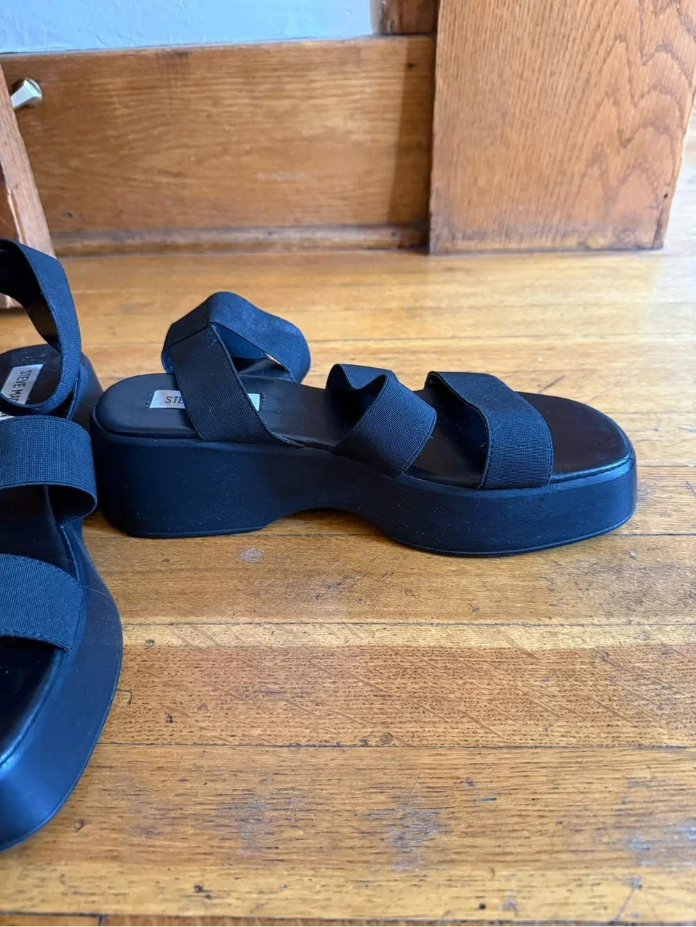 Steve Madden Black Platform Sandals with Elastic Straps